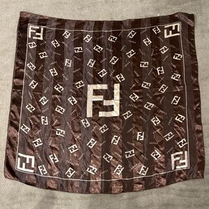 Fendi Dark Brown and Cream Monogram Scarf